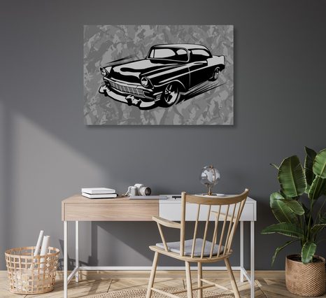 STAMPA SU TELA – AUTO D'EPOCA RETRÒ IN BIANCO E NERO - QUADRI BIANCO E NERO - STAMPE E QUADRI