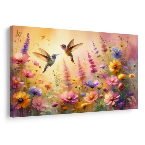 TABLEAU SUR TOILE – COLIBRIS ET FLEURS - TABLEAUX - 🔥 VENTE TOTALE