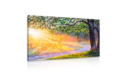 OBRAZ VÝCHOD SLNKA V LESE - OBRAZY - TOTÁLNÍ VÝPRODEJ 🔥
