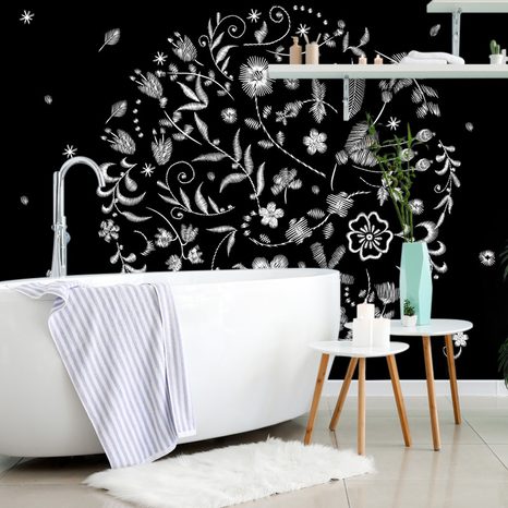 SELF ADHESIVE WALLPAPER FLOWERS WITH A FOLKLORE THEME