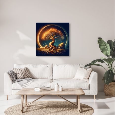 WANDBILD MAGISCHER LEBENSBAUM BEI NACHT - BILDER BÄUME DES LEBENS - BILDER