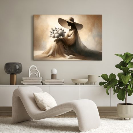 OBRAZ SILUETA ŽENY S KVĚTINAMI - OBRAZY ŽENY - OBRAZY