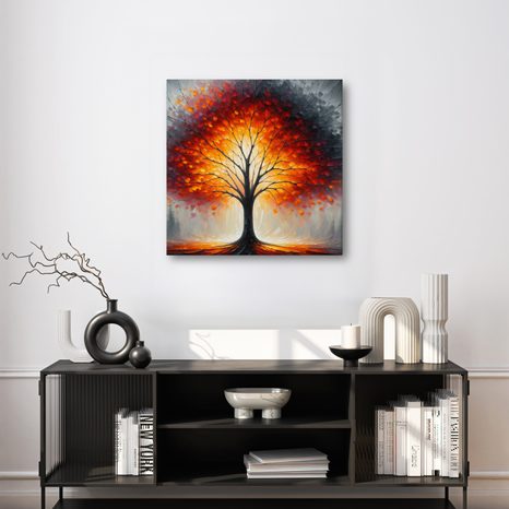 OBRAZ OHNIVÝ STROM ŽIVOTA V MLZE - OBRAZY STROMY ŽIVOTA - OBRAZY