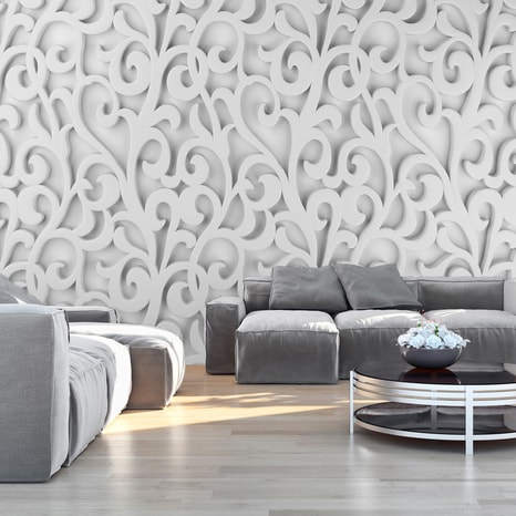 PHOTO WALLPAPER WHITE WALL WITH ORNAMENT