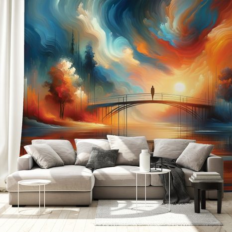 SAMOLEPÍCÍ TAPETA BAREVNÝ ZÁPAD SLUNCE NAD MOSTEM - ΤΑΠΕΤΣΑΡΊΑ ΑΝΑΤΟΛΉΣ ΚΑΙ ΗΛΙΟΒΑΣΙΛΈΜΑΤΟΣ - ΤΑΠΕΤΣΑΡΊΕΣ
