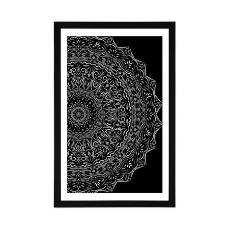POSTER WITH MOUNT MANDALA IN VINTAGE STYLE IN BLACK AND WHITE - BLACK AND WHITE - POSTERS