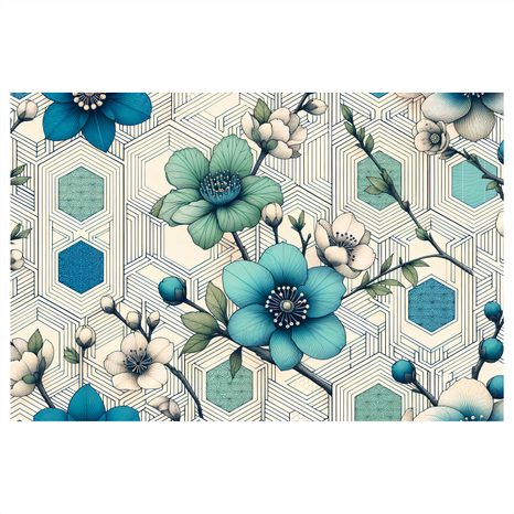 WANDBILD ELEGANTE BLUMEN AUF GEOMETRISCHEM HINTERGRUND - BILDER BLUMEN - BILDER