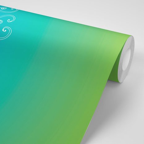 WALLPAPER WHITE MANDALA ON A TEAL BACKGROUND - WALLPAPERS FENG SHUI - WALLPAPERS