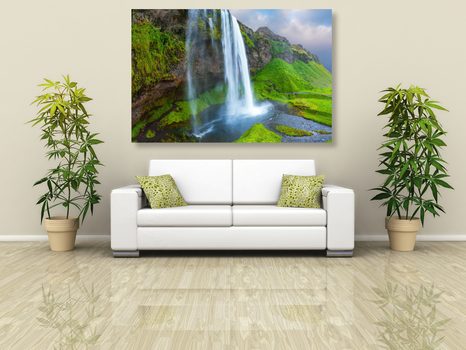 КАРТИНА НА ПЛАТНО – ВОДОПАД В ИСЛАНДИЯ - КАРТИНИ - 🔥 ТОТАЛНА РАЗПРОДАЖБА
