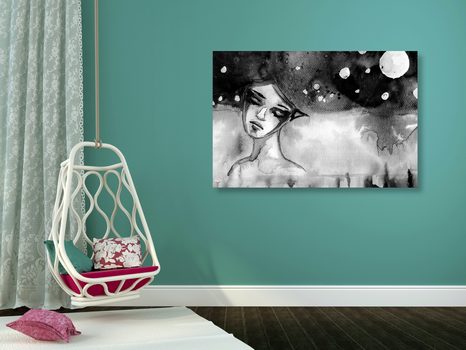 OBRAZ MĚSÍČNÍ VÍLA V ČERNOBÍLÉM PROVEDENÍ - ČERNOBÍLÉ OBRAZY - OBRAZY