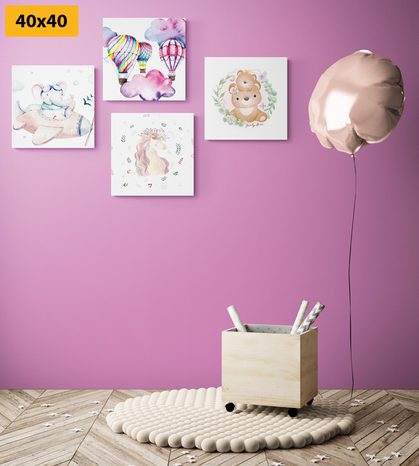 SET OBRAZŮ PRO DĚTI V JEMNÝCH BARVÁCH - SESTAVY OBRAZŮ - OBRAZY