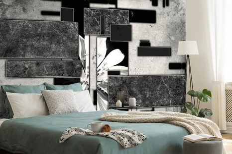 SAMOLEPÍCÍ TAPETA ČERNOBÍLÁ KVĚTINOVÁ ABSTRAKCE - SAMOLEPÍCÍ TAPETY - TAPETY