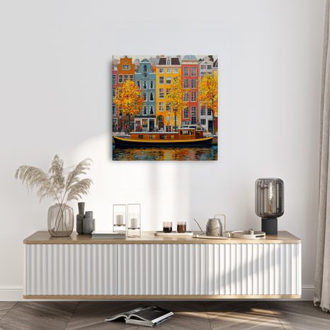 WANDBILD BUNTE HÄUSER UND BOOT - BUNTE HÄUSER - BILDER