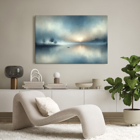 WANDBILD EINSAMES BOOT IM NEBEL - BILDER SEEN - BILDER