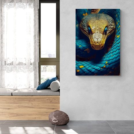 QUADRO SU TELA – SERPENTE BLU-ORO - QUADRI I DOMINATORI DEL REGNO ANIMALE - STAMPE E QUADRI