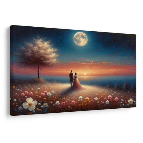 WANDBILD PAAR IM MONDLICHT - BILDER MIT LIEBESMOTIVEN - BILDER