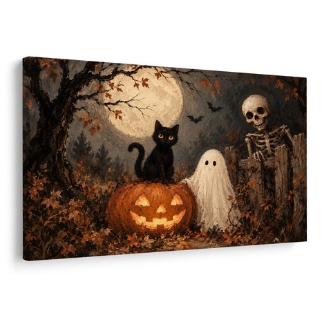 QUADRO SU TELA – GATTO DI HALLOWEEN CON ZUCCA - QUADRI HALLOWEEN E HORROR - STAMPE E QUADRI