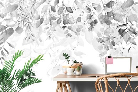 CARTA DA PARATI – TOCCO DI NATURA IN BIANCO E NERO - CARTA DA PARATI BIANCO E NERO - CARTA DA PARATI
