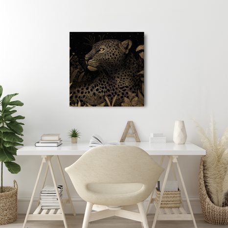 WANDBILD GEHEIMNISVOLLER BLICK DES LEOPARDEN - BILDER VON LÖWEN UND TIGERN - BILDER