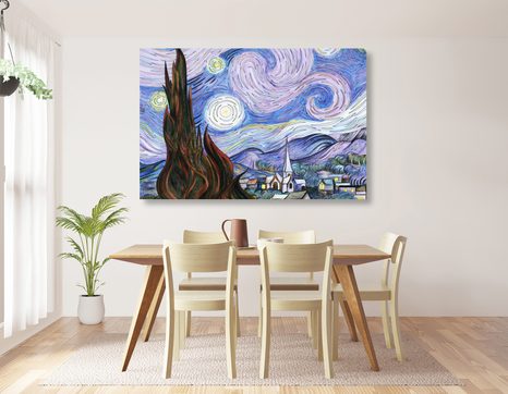 КАРТИНА НА ПЛАТНО – РЕПРОДУКЦИЯ ЗВЕЗДНА НОЩ - ВИНСЕНТ ВАН ГОГ - АБСТРАКТНИ КАРТИНИ - КАРТИНИ