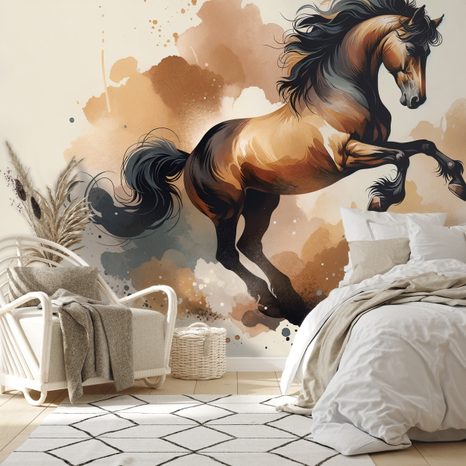 SAMOLEPÍCÍ TAPETA DYNAMICKÝ HNĚDÝ KŮŇ V POHYBU - ΤΑΠΕΤΣΑΡΊΑ ΑΛΌΓΩΝ - ΤΑΠΕΤΣΑΡΊΕΣ