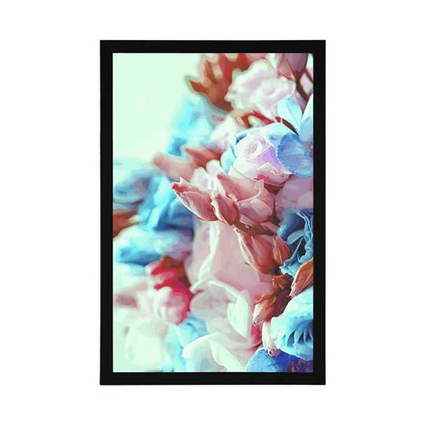 PLAKÁT RŮZNOBAREVNÁ KYTICE RŮŽÍ - KVĚTINY - PLAKÁTY