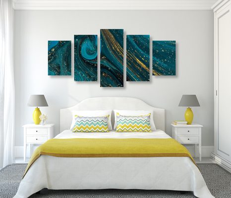 TABLOU 5-PIESE ABSTRACȚIE SMARALD - TABLOURI - 🔥 REDUCERE TOTALÃ 🔥