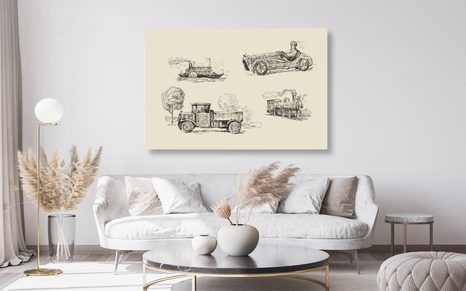 CANVAS PRINT MEANS OF TRANSPORT IN A RETRO DESIGN - VINTAGE AND RETRO PICTURES - PICTURES