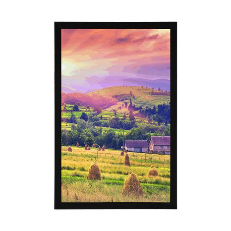 AFFICHE – MEULES DE FOIN DANS LES CARPATES - NATURE - AFFICHES