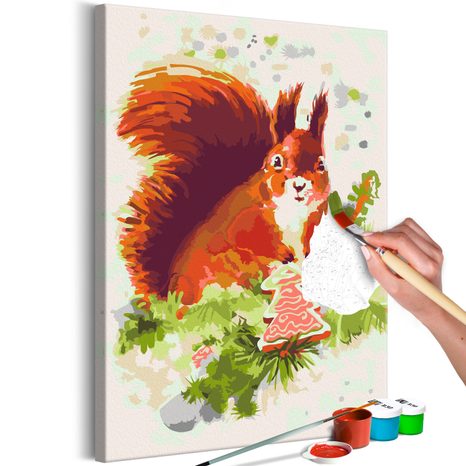 PICTURE PAINTING BY NUMBERS SQUIRREL ON A TREE
