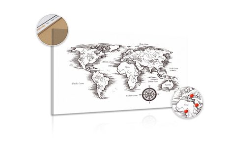 OBRAZ NA KORKU MAPA SVĚTA V NÁDHERNÉM PROVEDENÍ - OBRAZY NA KORKU - OBRAZY