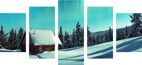5-TEILIGES WANDBILD MÄRCHENHAFTE WINTERLANDSCHAFT - BILDER VON NATUR UND LANDSCHAFT - BILDER