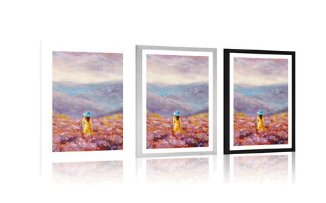 PLAKAT Z PASSE-PARTOUT DZIEWCZYNA W ŻÓŁTEJ SUKIENCE - ABSTRAKCYJNE I WZORZYSTE - PLAKATY