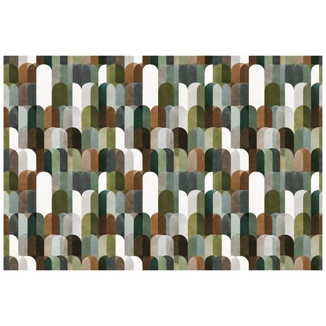 SAMOLEPÍCÍ FOTOTAPETA ZELENOHNĚDÉ OBLOUKOVÉ VZORY - VZOROVANÉ TAPETY - TAPETY