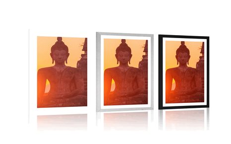 PLAKAT S PASPARTUOM KIP BUDDHE MEĐU KAMENJEM - FENG SHUI - PLAKATI