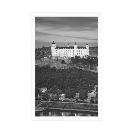 PLAKAT POGLED NA BRATISLAVSKI DVORAC U CRNO-BIJELOM DIZAJNU - CRNO-BIJELE - PLAKATI