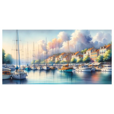 WANDBILD HAFEN MIT BUNTEN HÄUSERN - BILDER MEER UND STRAND - BILDER