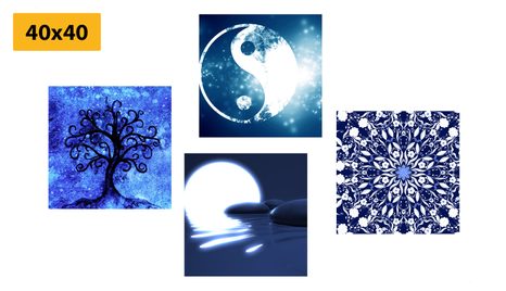SET OBRAZOV FENG SHUI V MODROM PREVEDENÍ - ZOSTAVY OBRAZOV - OBRAZY