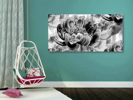 WANDBILD PFINGSTROSEN IN SCHWARZ-WEISS - SCHWARZ-WEISSE BILDER - BILDER