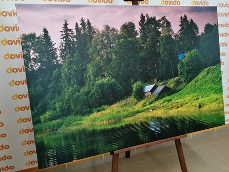 WANDBILD MÄRCHENHAFTE HÄUSER AM FLUSS - BILDER VON NATUR UND LANDSCHAFT - BILDER