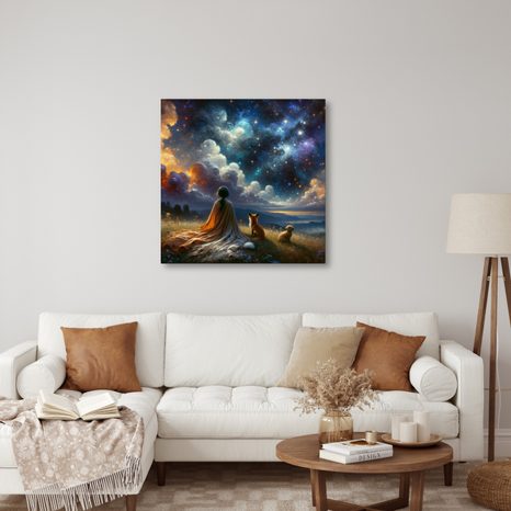 OBRAZ POSTAVA S LIŠKOU A PSEM - OBRAZY LIDÍ - OBRAZY