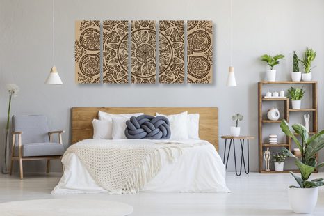 5-DÍLNÝ OBRAZ MANDALA S ABSTRAKTNÍM PŘÍRODNÍM VZOREM - OBRAZY FENG SHUI - OBRAZY