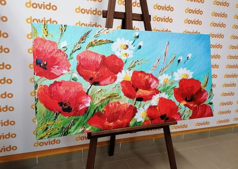 CANVAS SCHILDERIJ RODE KLAPROZEN IN HET VELD - SCHILDERIJEN - MEGA UITVERKOOP TOT 70% 🔥