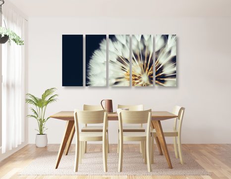 5-RÉSZES KÉP PITYPNAG SÖTÉT HÁTTÉREN - VIRÁGMINTÁS KÉPEK - KÉPEK