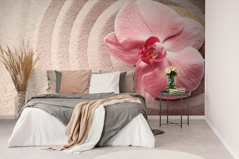 SELBSTKLEBENDE TAPETE MEERESSAND UND ROSA ORCHIDEE - TAPETEN MIT FENG SHUI-MOTIVEN - TAPETEN