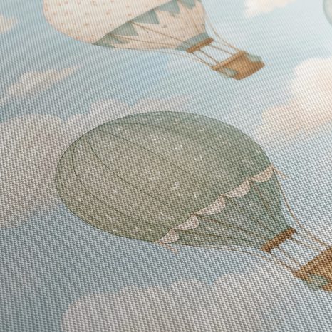 CANVASTAVLA PASTELLFÄRGADE LUFTBALLONGER BLAND MOLNEN - BARNTAVLOR MED FORDON - TAVLOR