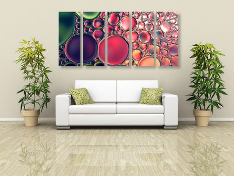 5-DÍLNÝ OBRAZ ABSTRAKTNÍ KAPKY OLEJE - ABSTRAKTNÍ OBRAZY - OBRAZY
