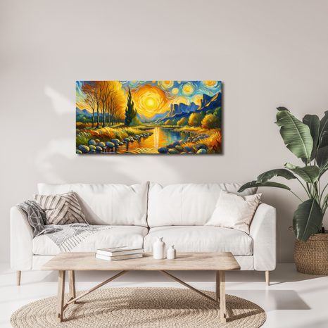 OBRAZ ZLATÝ TOK ŘEKY - OBRAZY VÝCHOD A ZÁPAD SLUNCE - OBRAZY