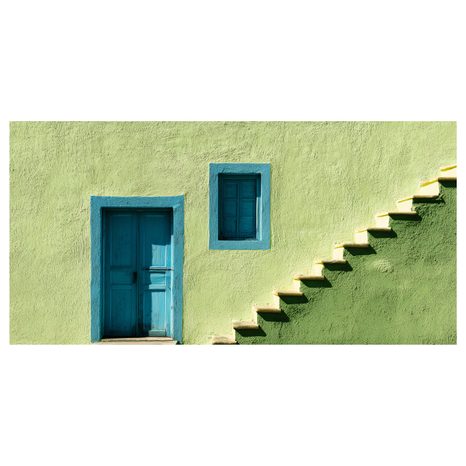 OBRAZ ZELENÁ FASÁDA S OKNEM - BAREVNÉ DOMY - OBRAZY