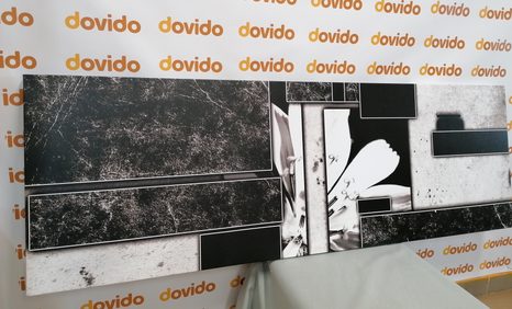 TABLOU ABSTRACȚIE FLORALĂ ÎN DESIGN ALB-NEGRU - TABLOURI ALB-NEGRU - TABLOURI